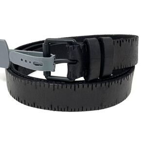 Allsaints Black Embossed Anthracite Leather Belt Size 38 AS400028